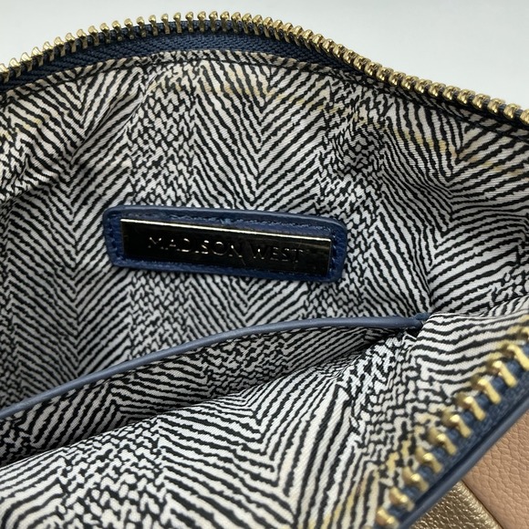 Madison West cosmetic bag wristlet clutch travel makeup bag Colorblock - Picture 4 of 4